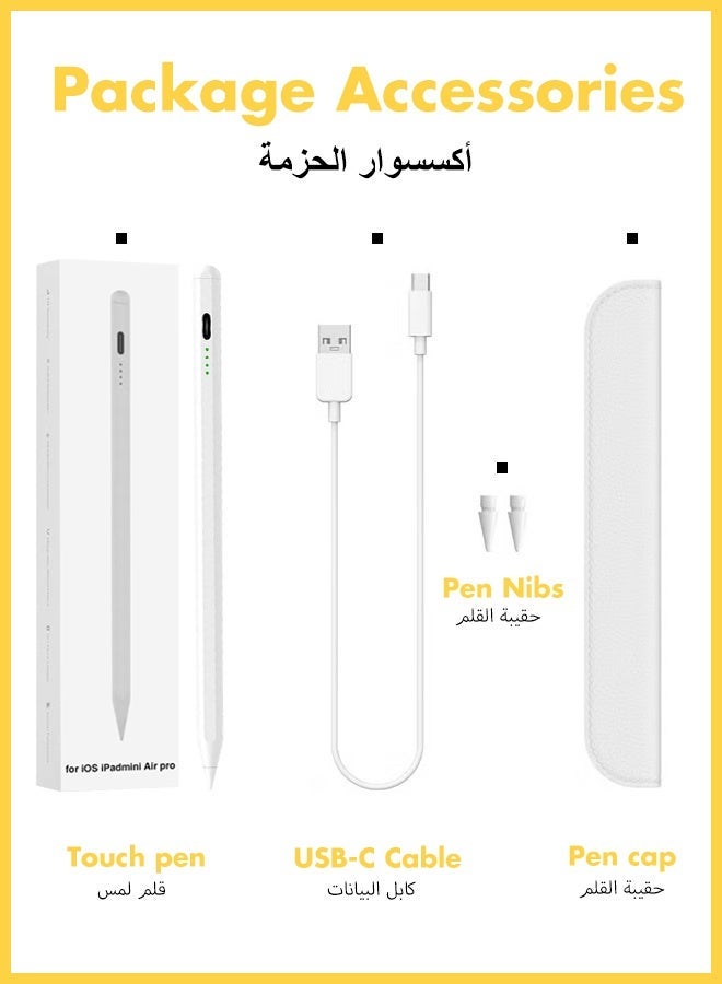 CHOWROAD Stylus Pen for iPad 9th&10th Gen Apple Pencil Fast Charge iPad Pen for iPad 2018-2025  iPad Pencil for iPad Pro 11/12.9 3/4/5 Gen  iPad Mini 5/6 iPad 6/7/8  iPad Air 3/4/5  (White) - Image 2